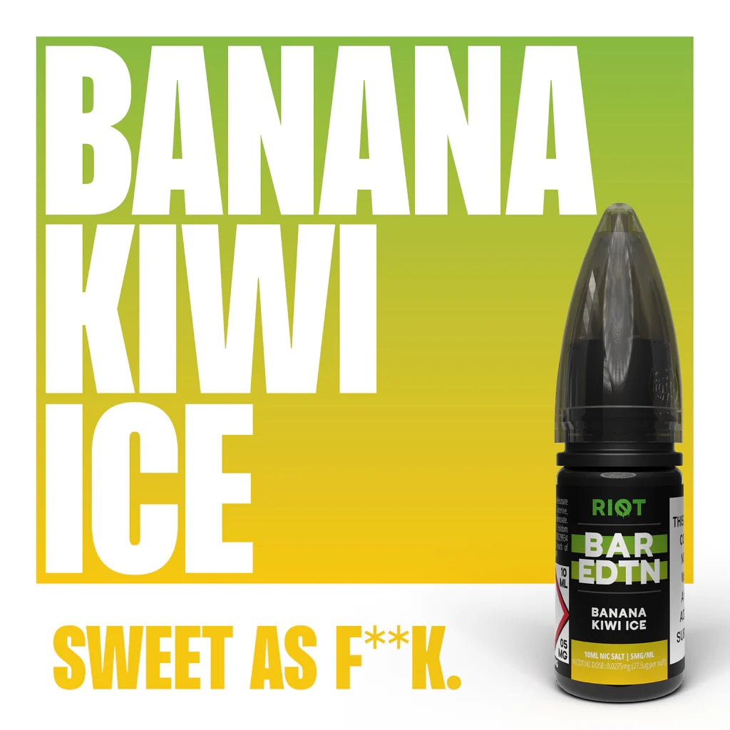 Riot BAR EDTN - Banana Kiwi Ice - Nic Salt E-Liquid – 10ml